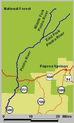 Piedra and  Williams Creek Map